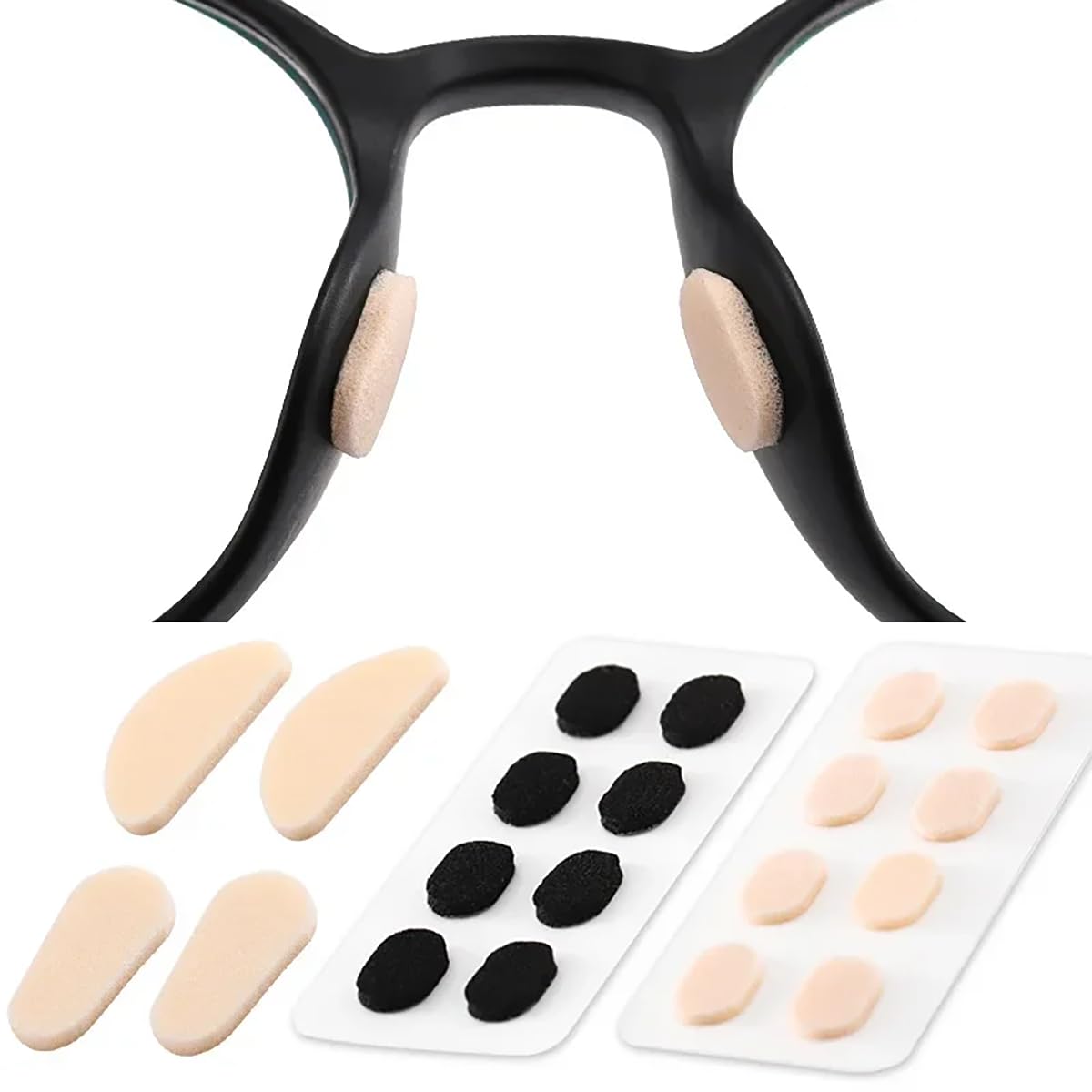 Soft foam self-adhesive eyeglass nose pads—24 pairs, anti-slip