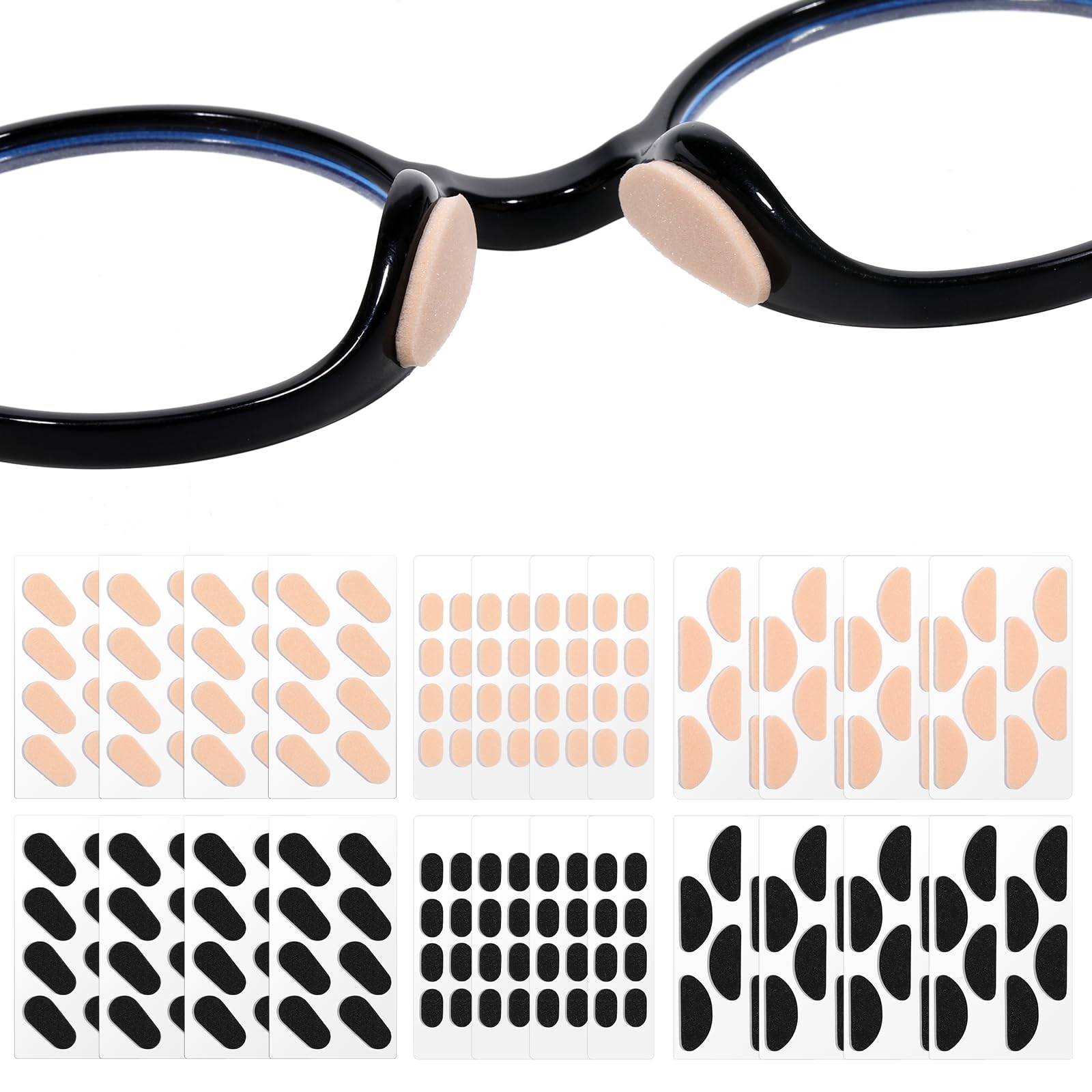 Foam eyeglass nose pads in skin color, 24 pairs included