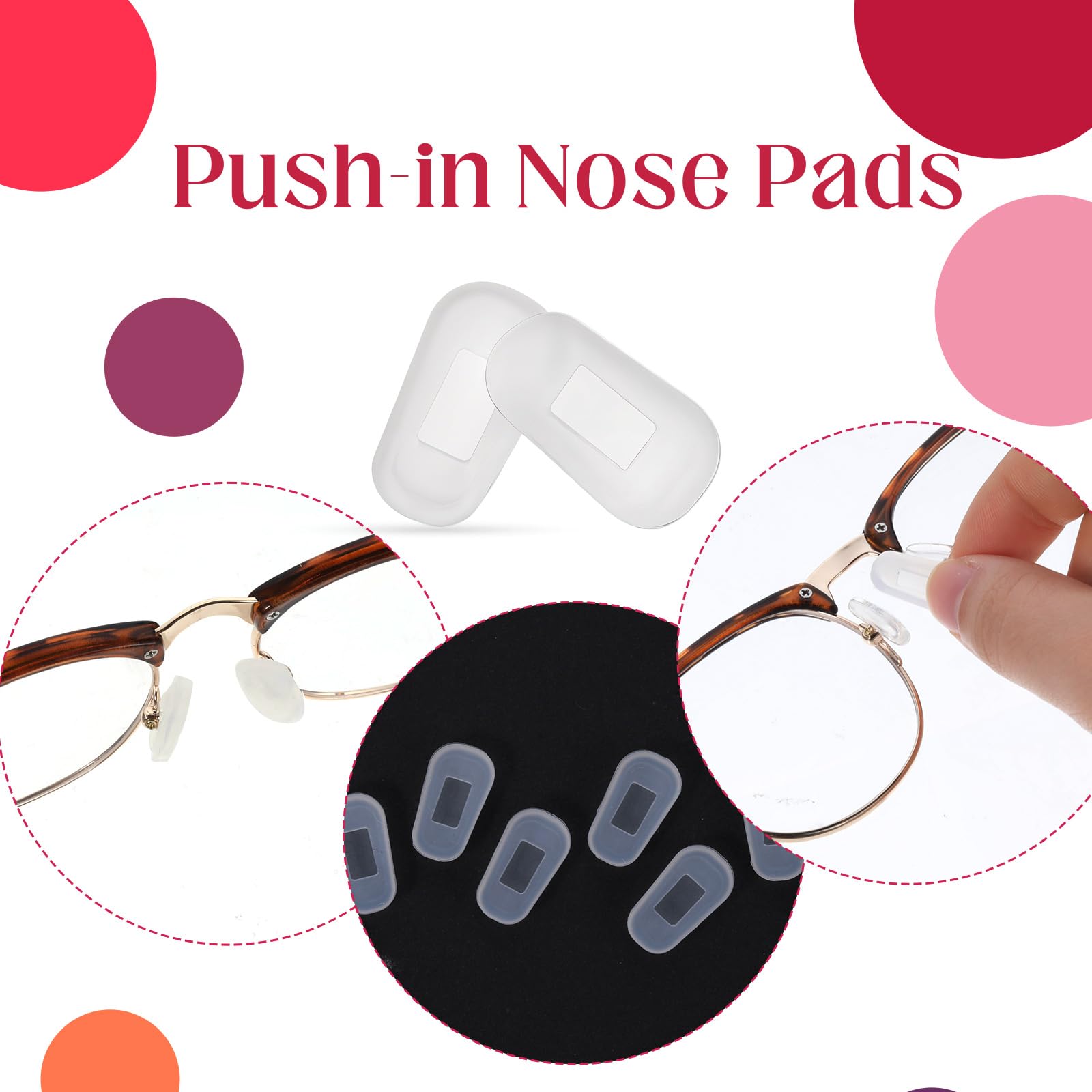 Package includes 5 pairs of nose pads