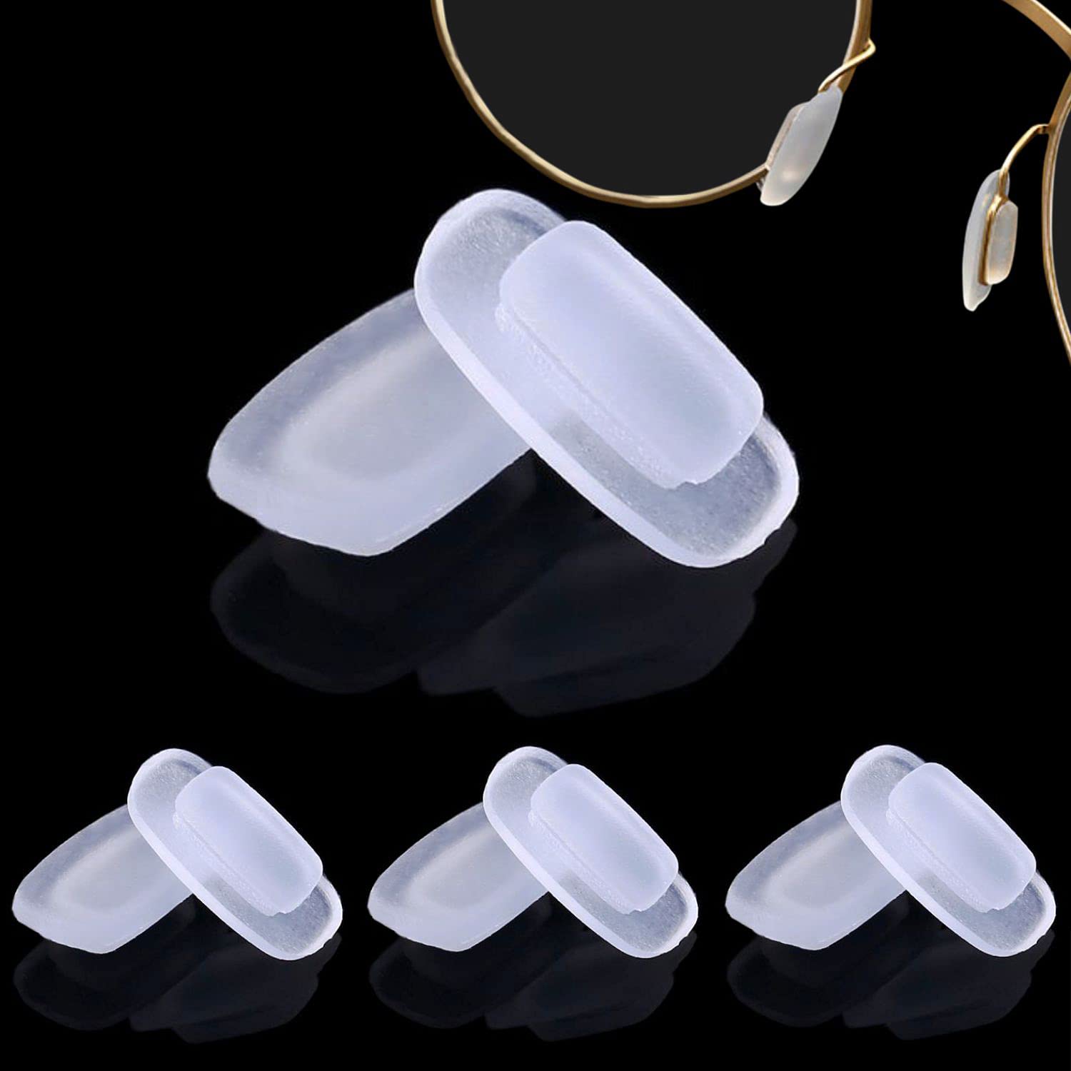 Replacement square silicone eyeglass nose pads 11x6.5mm pack of 4