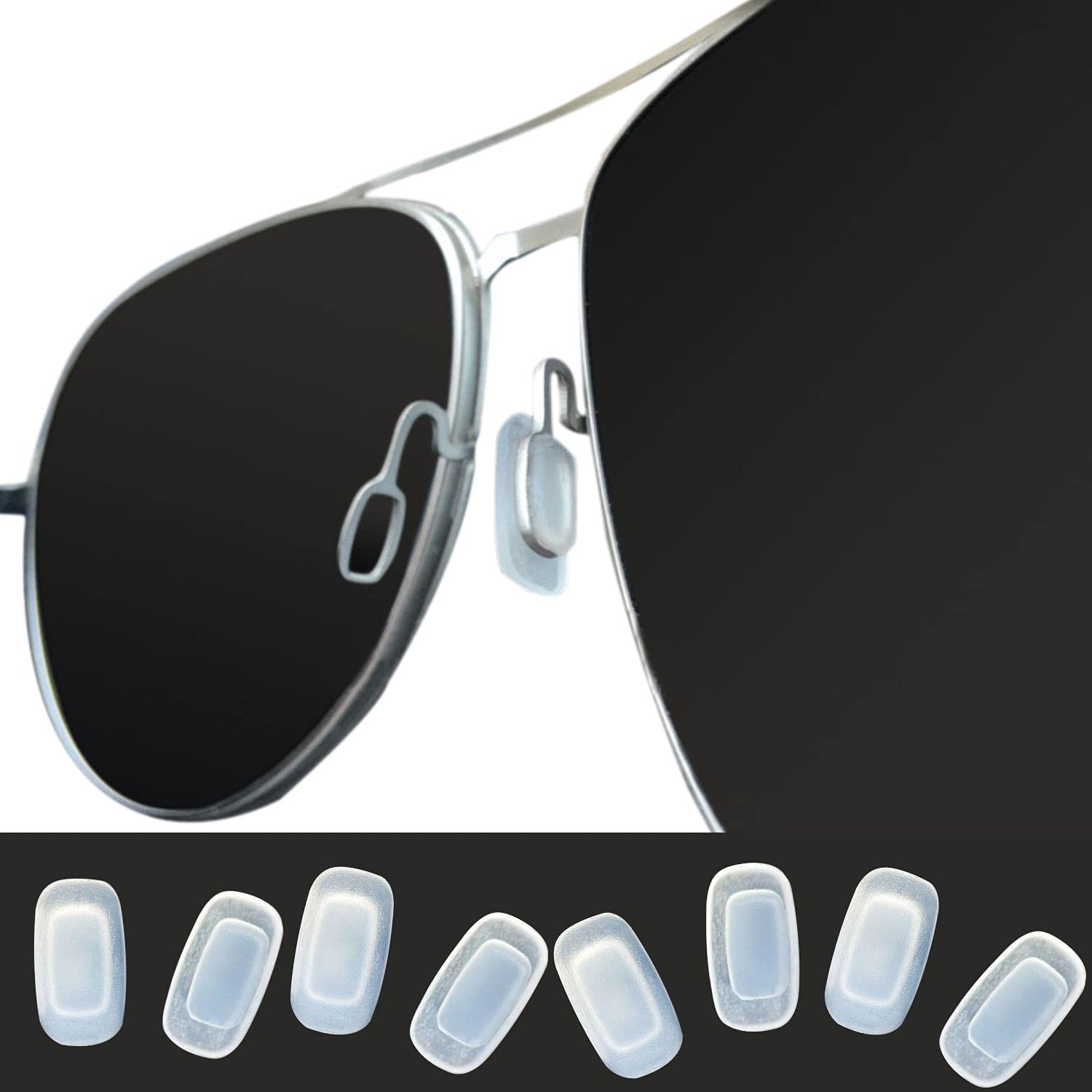 Anti-slip eyeglass nose pads, silicone, 11x6.5mm