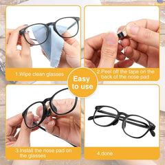 Clear silicone half-moon eyeglass nose pads close-up