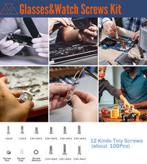 Portable case with nose pads and screws for on-the-go repairs