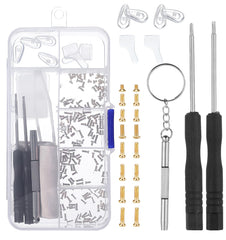 Gold precision screwdriver set with eyeglass screws and nose pads