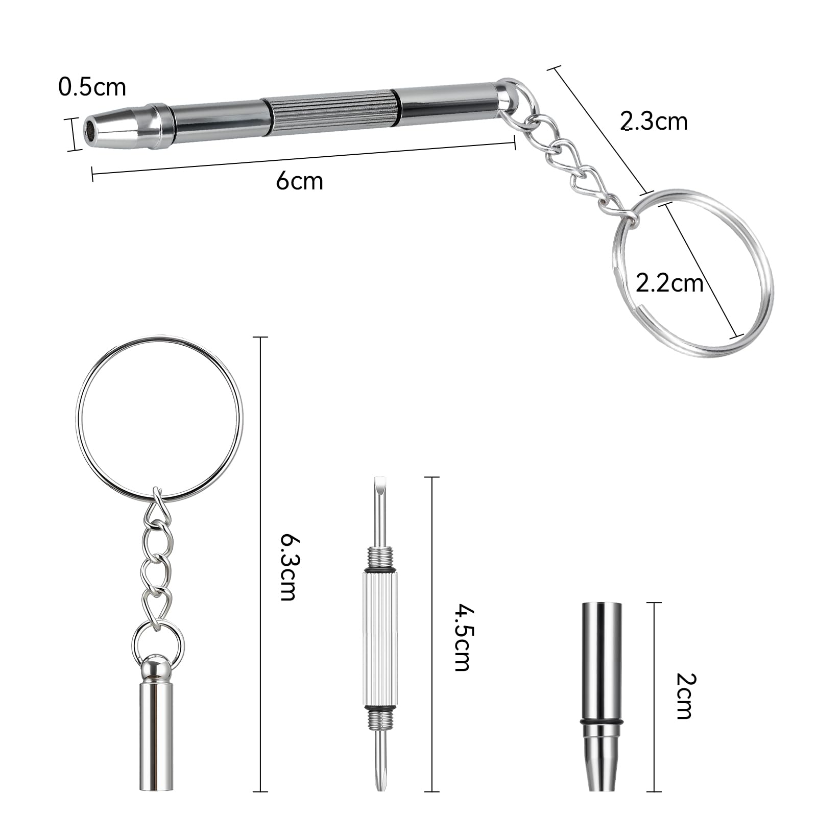 Close-up of 12 precision eyeglass screw types
