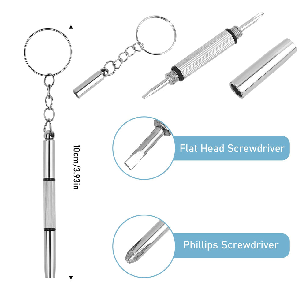 Hinge tighteners and screwdrivers arranged for eyeglasses repair