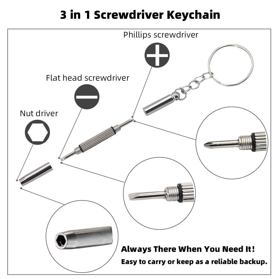 Compact 3-in-1 mini screwdriver for portable eyewear repairs