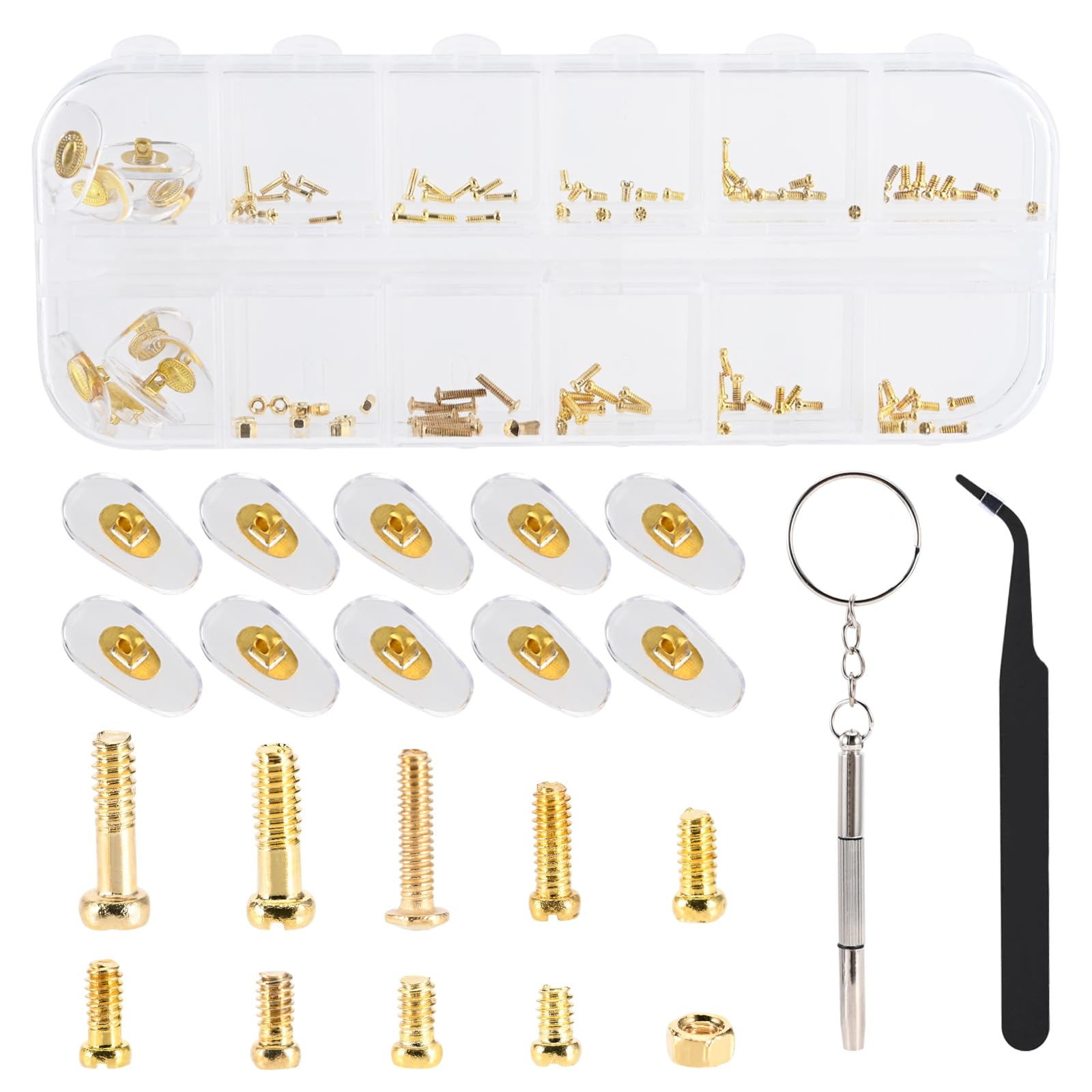 Eyeglass repair kit with 112-piece screws and accessories