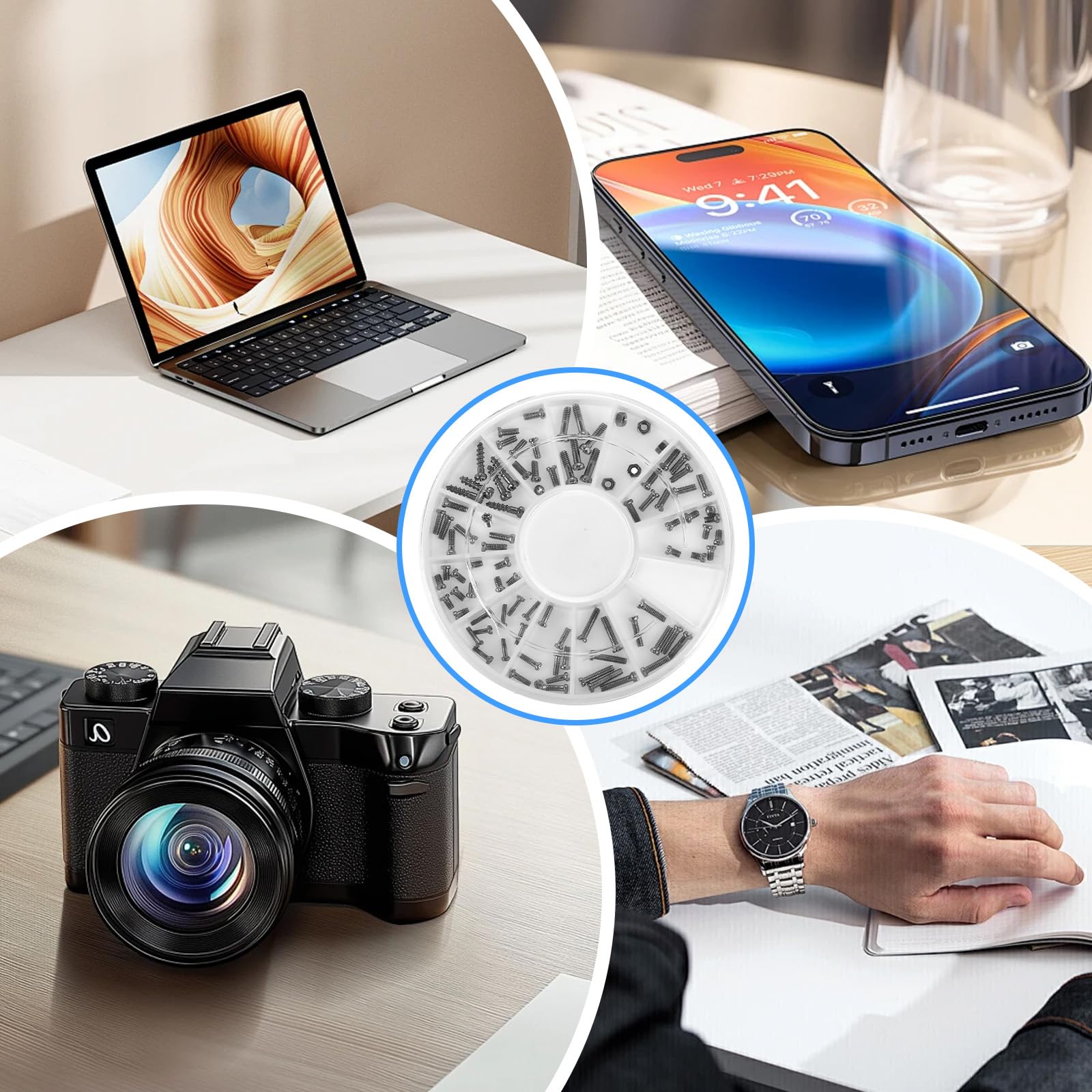 Kit suitable for repairing glasses, sunglasses, watches and electronics