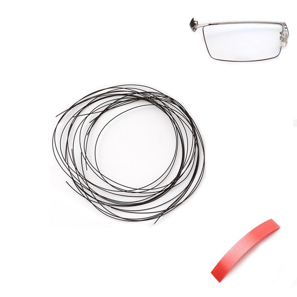 Black eyeglass repair kit for half-rim glasses with 0.6mm line, 6.56FT length