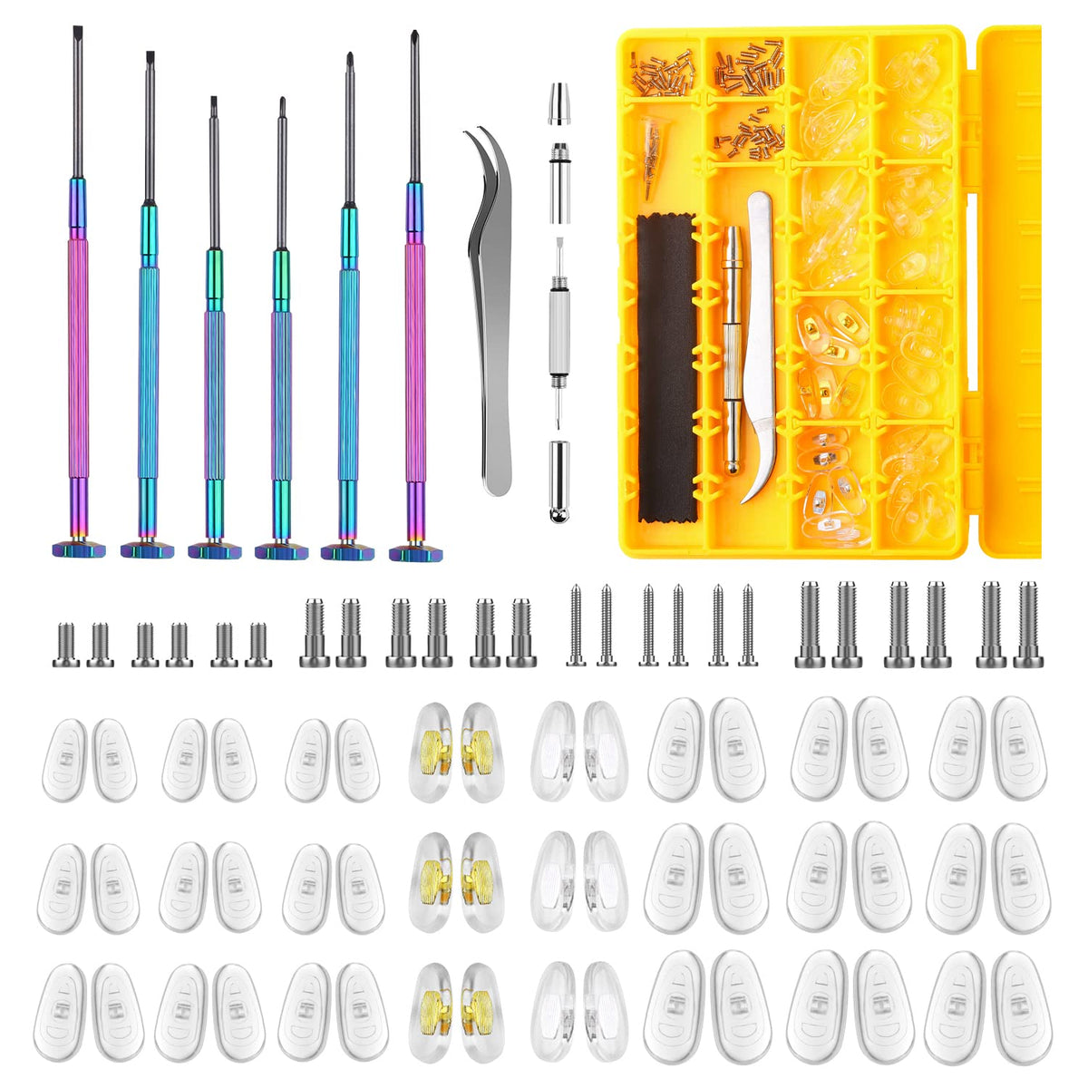 Main eyeglass repair kit with tools and case