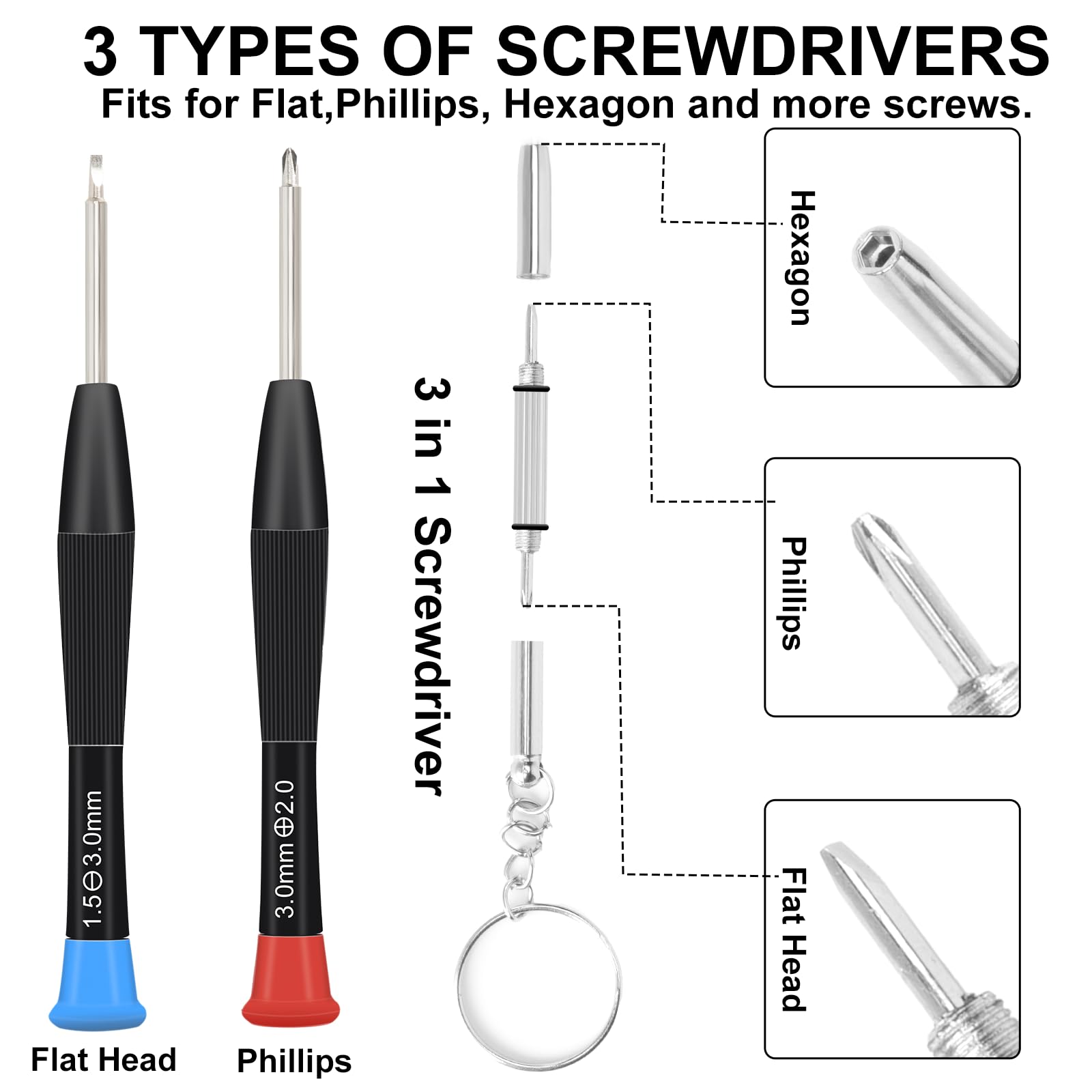Nose pads and screw caps from the kit