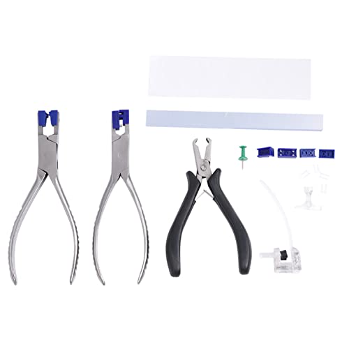 Blue plastic case of eyeglass repair kit for rimless frames
