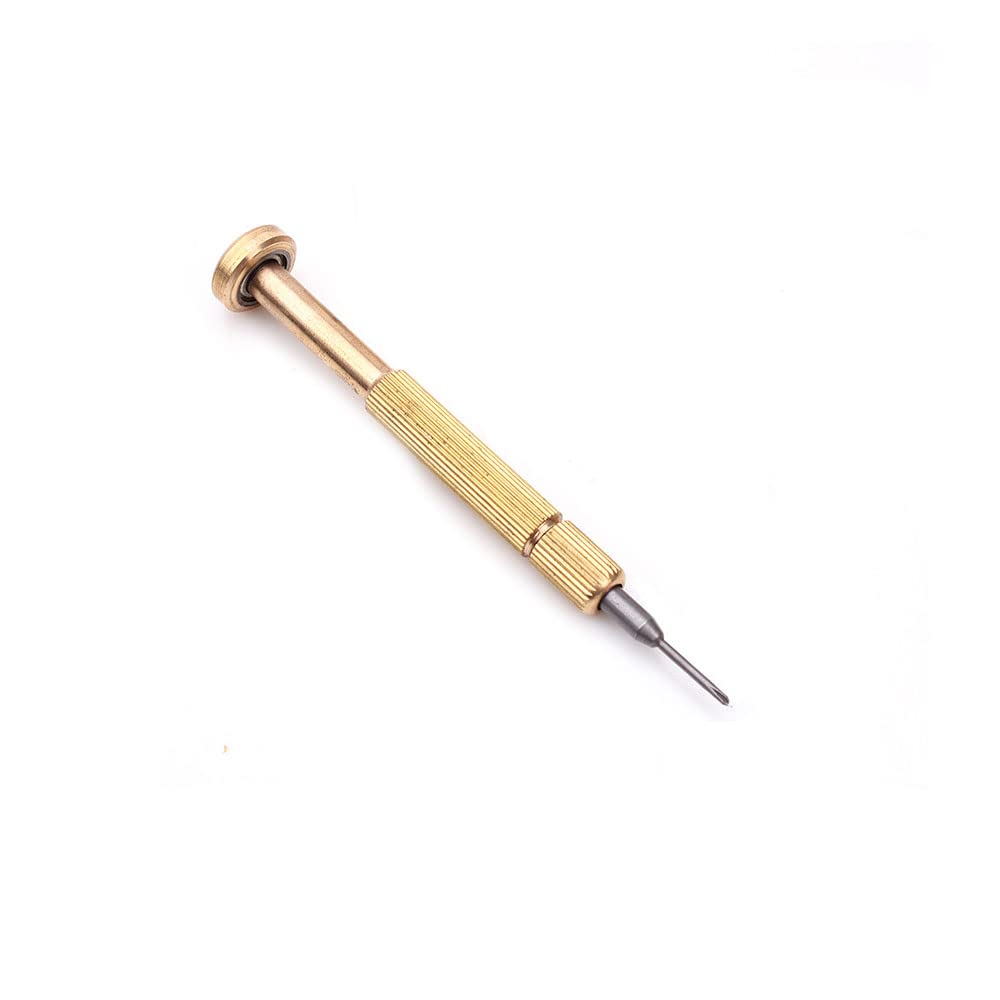 Copper eyeglass repair kit with small screwdriver on keychain