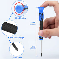 Magnetic screwdriver set with rotating caps and precision tips