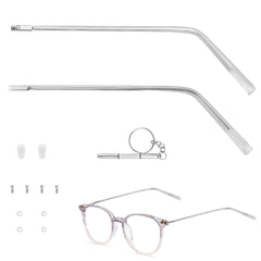 Silver eyeglass replacement arm with transparent legs