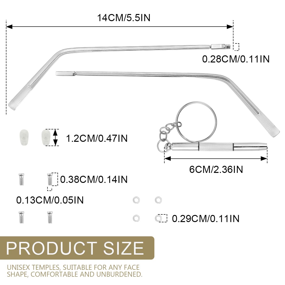Universal replacement arm showing hinge compatibility (2.8mm)