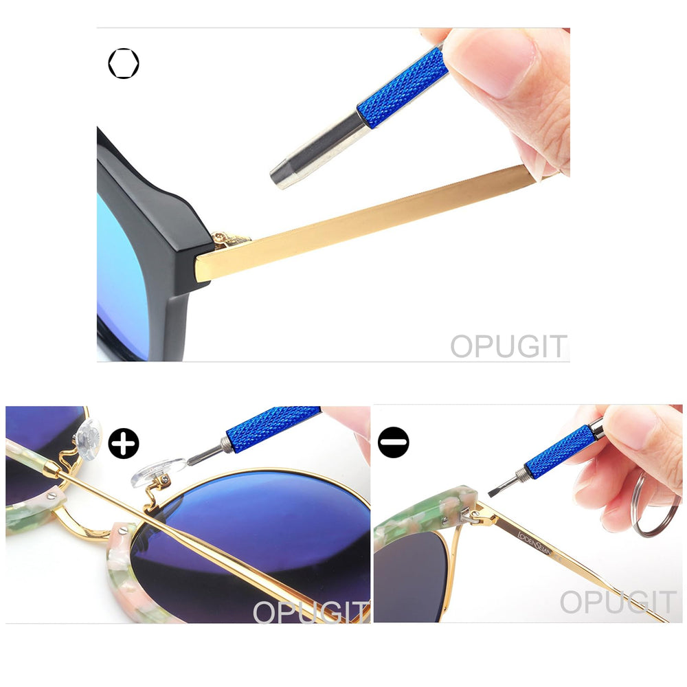 Eyeglass screwdriver kit in blue color with compact design