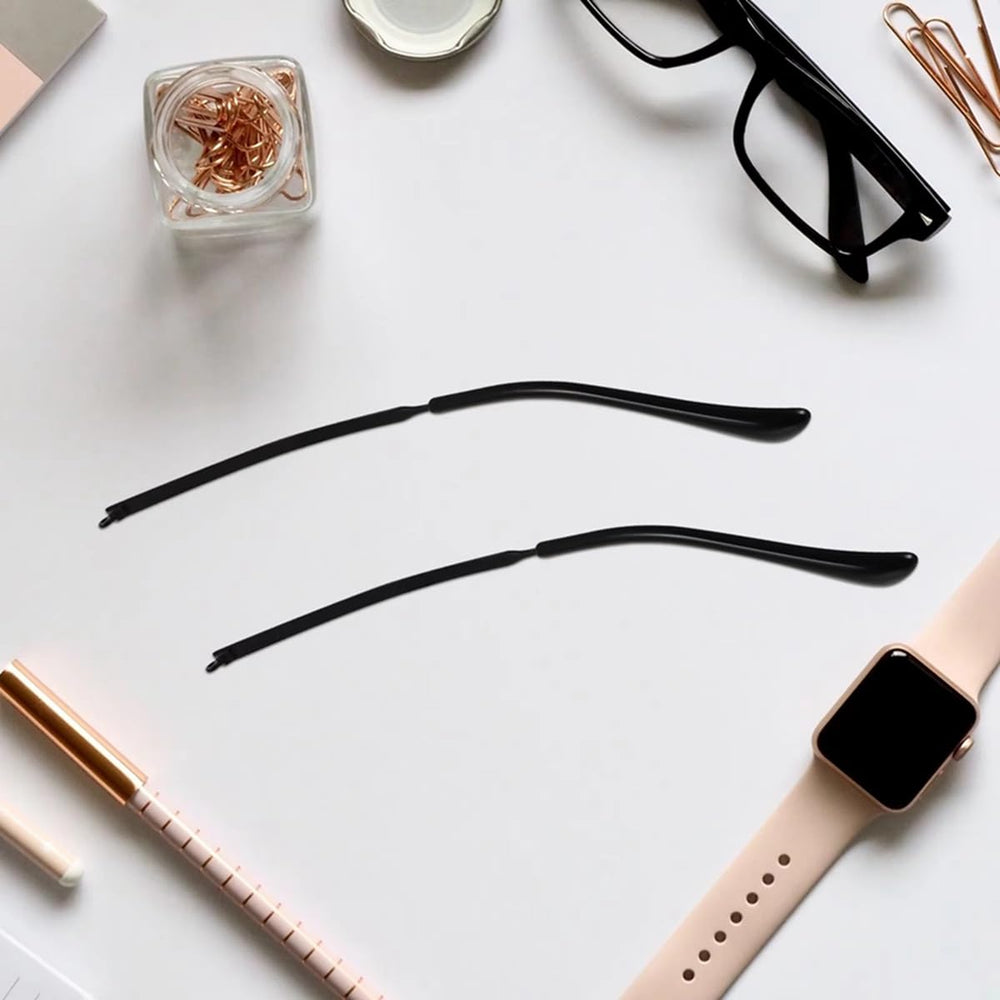 Temples for glasses showing hinge area