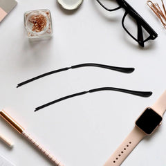 Temples for glasses showing hinge area