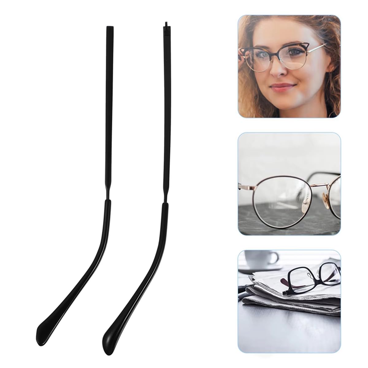 Replacement temple arm laid out for glasses (135mm)
