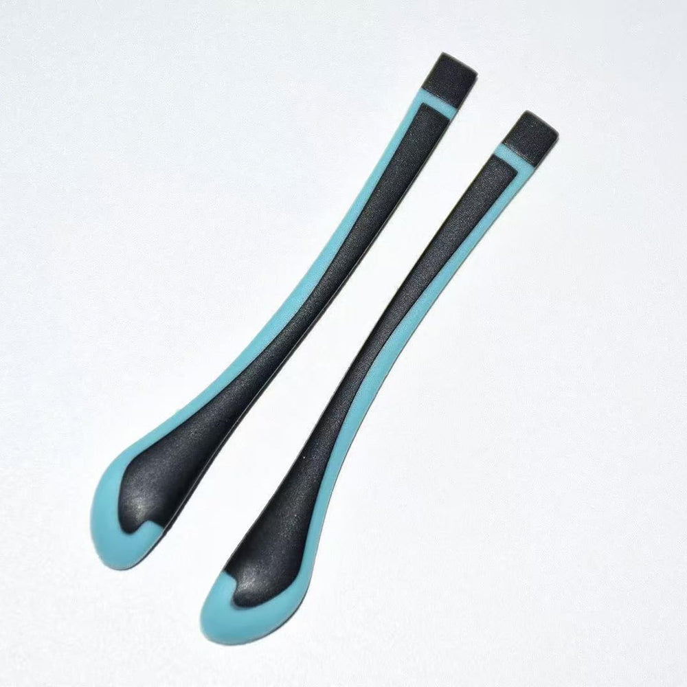 Black and blue silicone eyeglass temple end tip on metal frame
