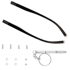 Black plastisol eyeglass replacement temples compatible with outer tooth frames