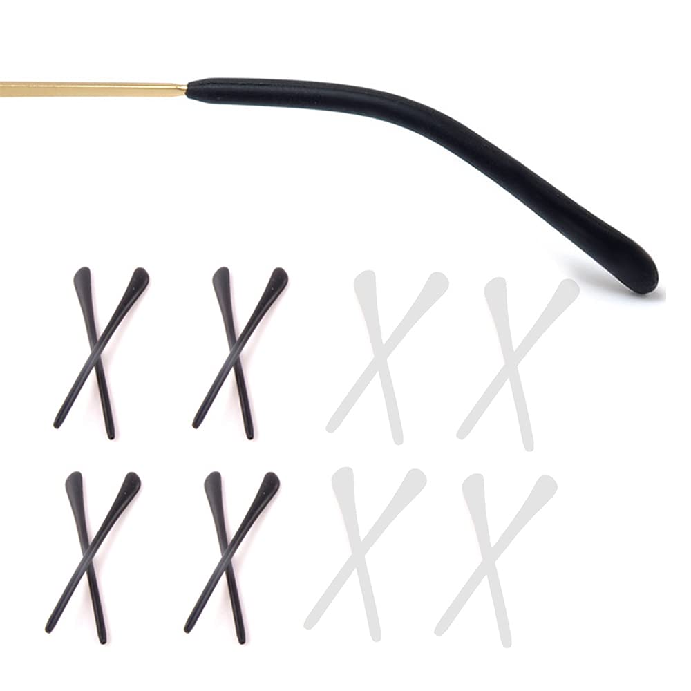 8 pairs silicone eyeglass end tips in black and white