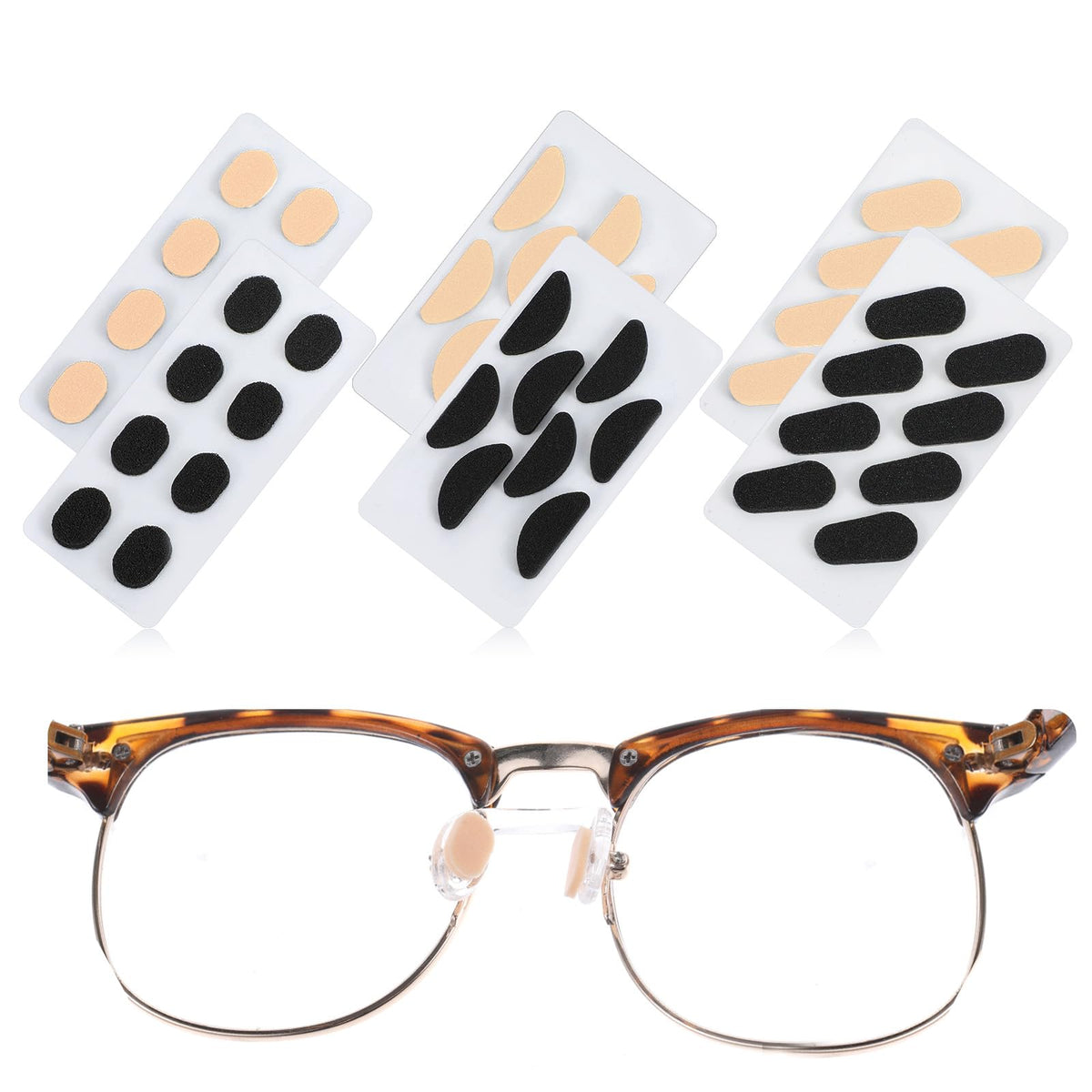 Black D-shaped eyeglass nose pads