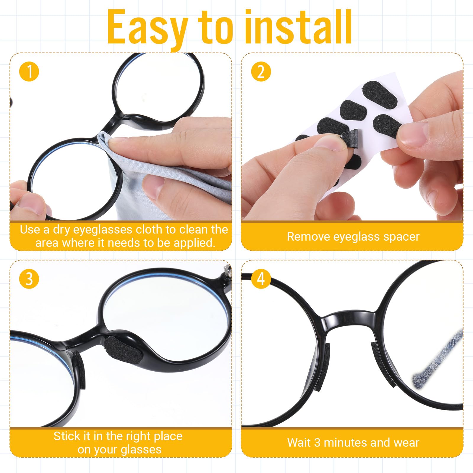 Skin-colored teardrop-shaped nose pads