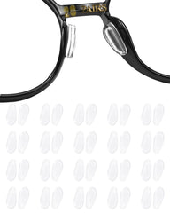 White silicone eyeglass nose pads with D shaped airbag design, 20 pairs