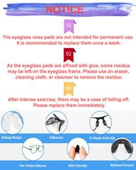 Adhesive nose pads for glasses, anti-slip, white