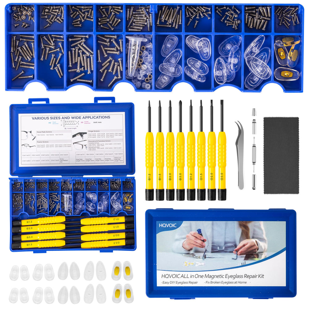 All-in-one magnetic eyeglass repair kit with travel case