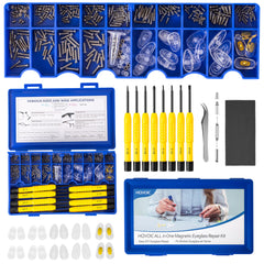 All-in-one magnetic eyeglass repair kit with travel case