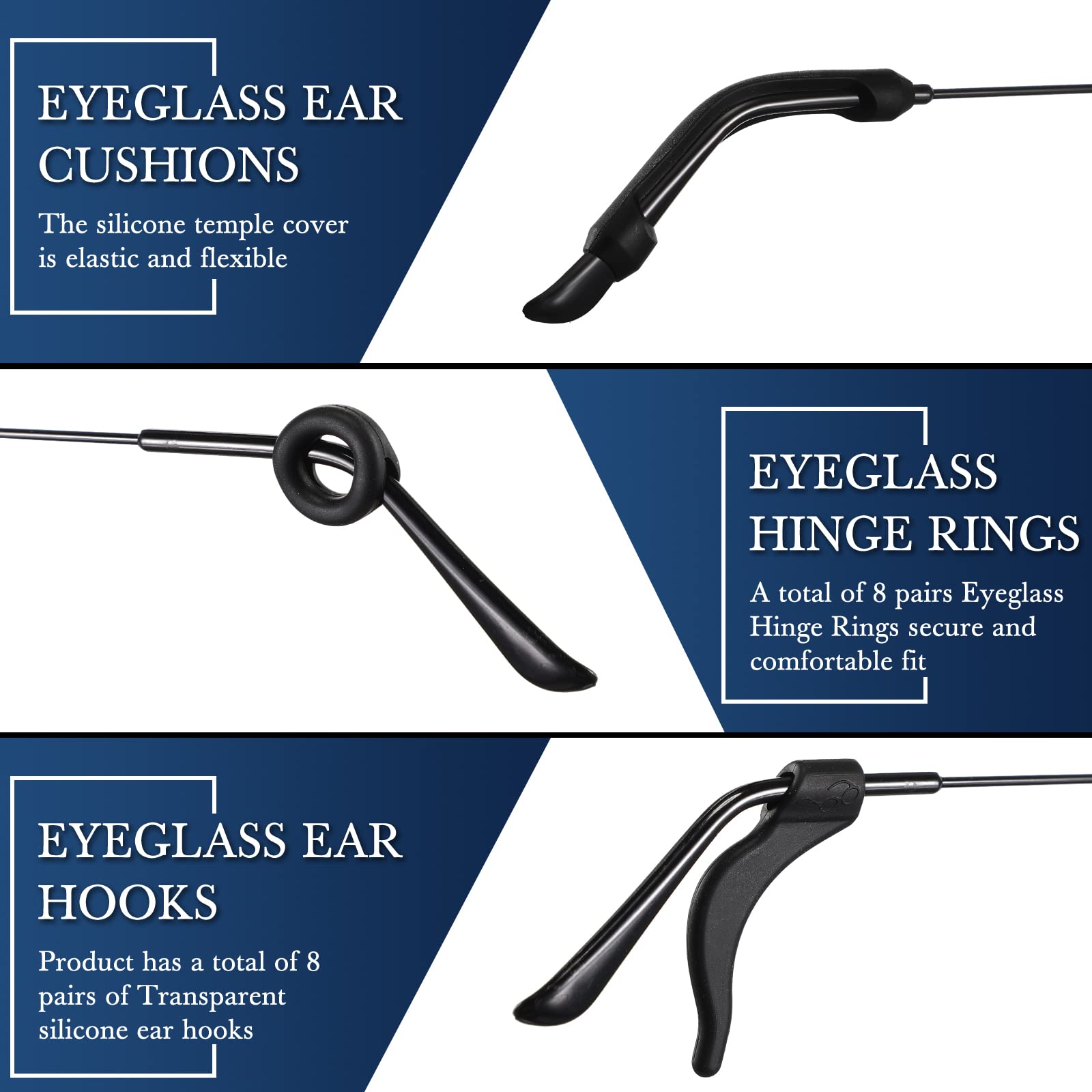 Silicone ear hooks for glasses