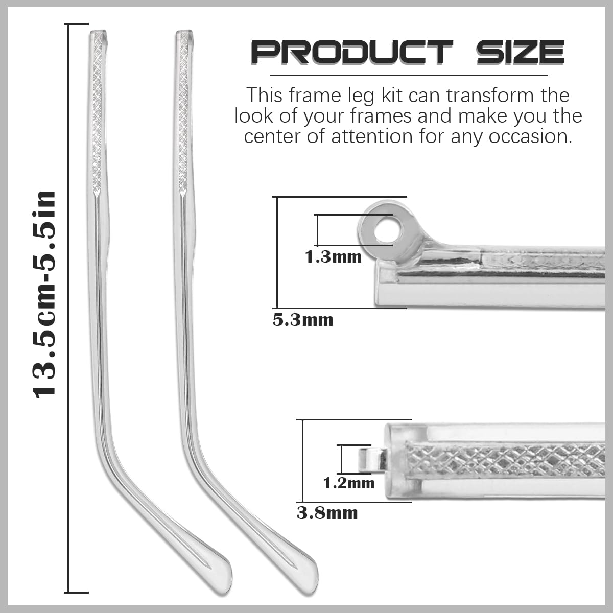 Eyeglasses replacement arm kit with screwdriver