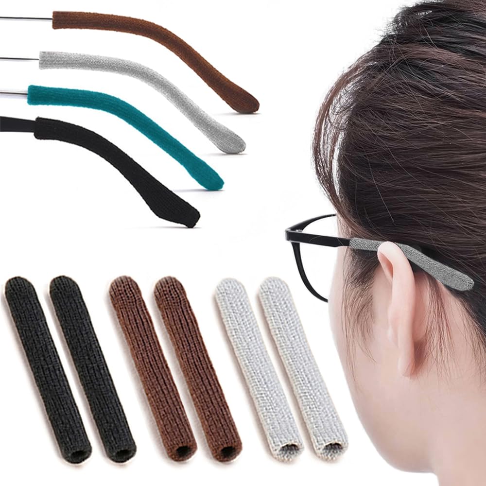 Soft knitted cotton eyeglasses ear grips behind the ear – Black