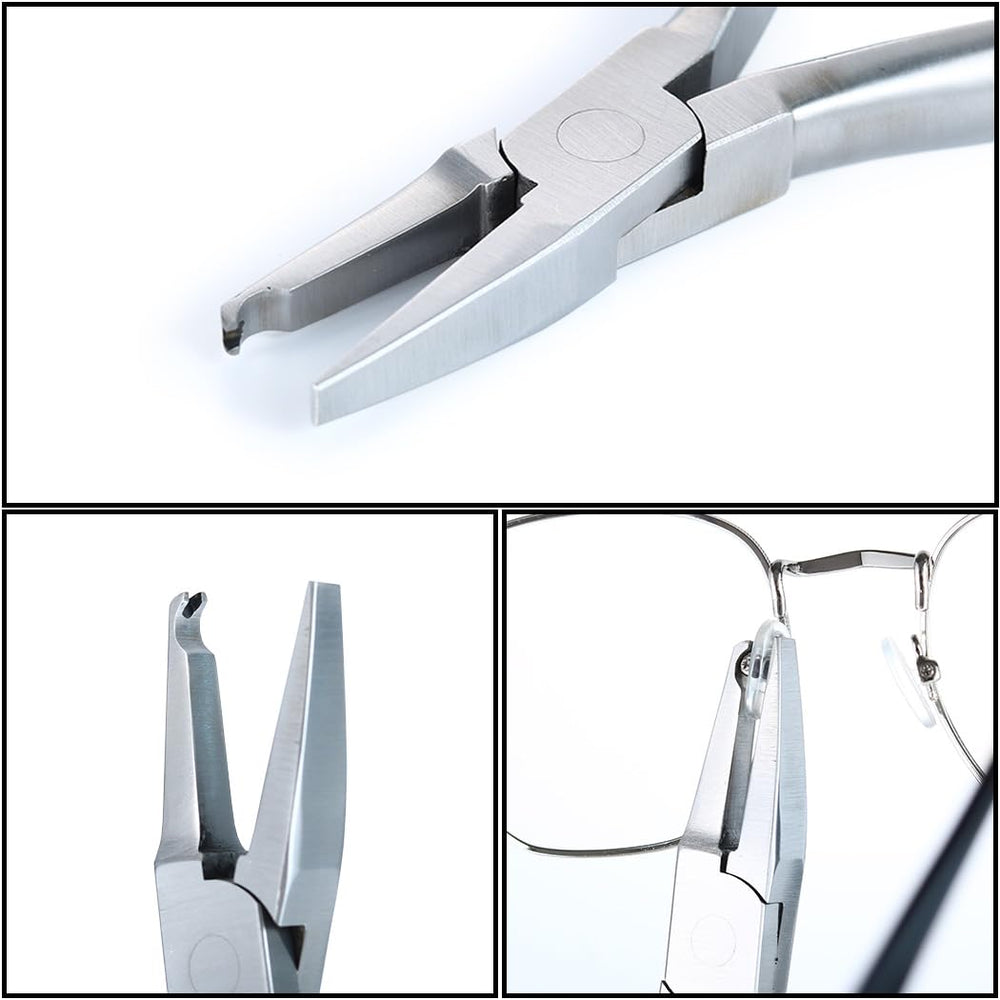 Stainless steel nose pad plier for eyewear repair
