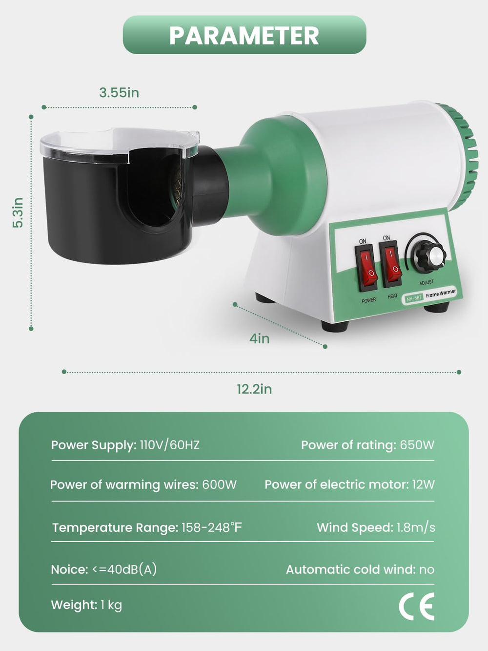 Eyeglasses heater delivering fast, quiet frame heating