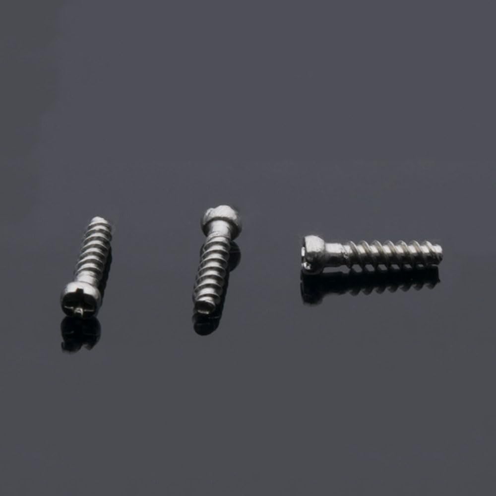 Silver eyeglasses hinge screws kit with two pairs and screwdriver