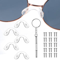 Set of 5 silicone nose pads and screws for eyeglasses