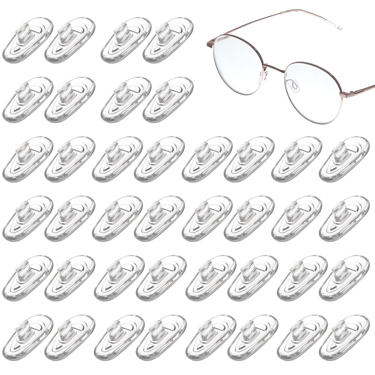 Clear silicone anti-slip eyeglasses nose pads – 25 pairs