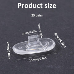 Push-in nose pads for glasses in transparent silicone