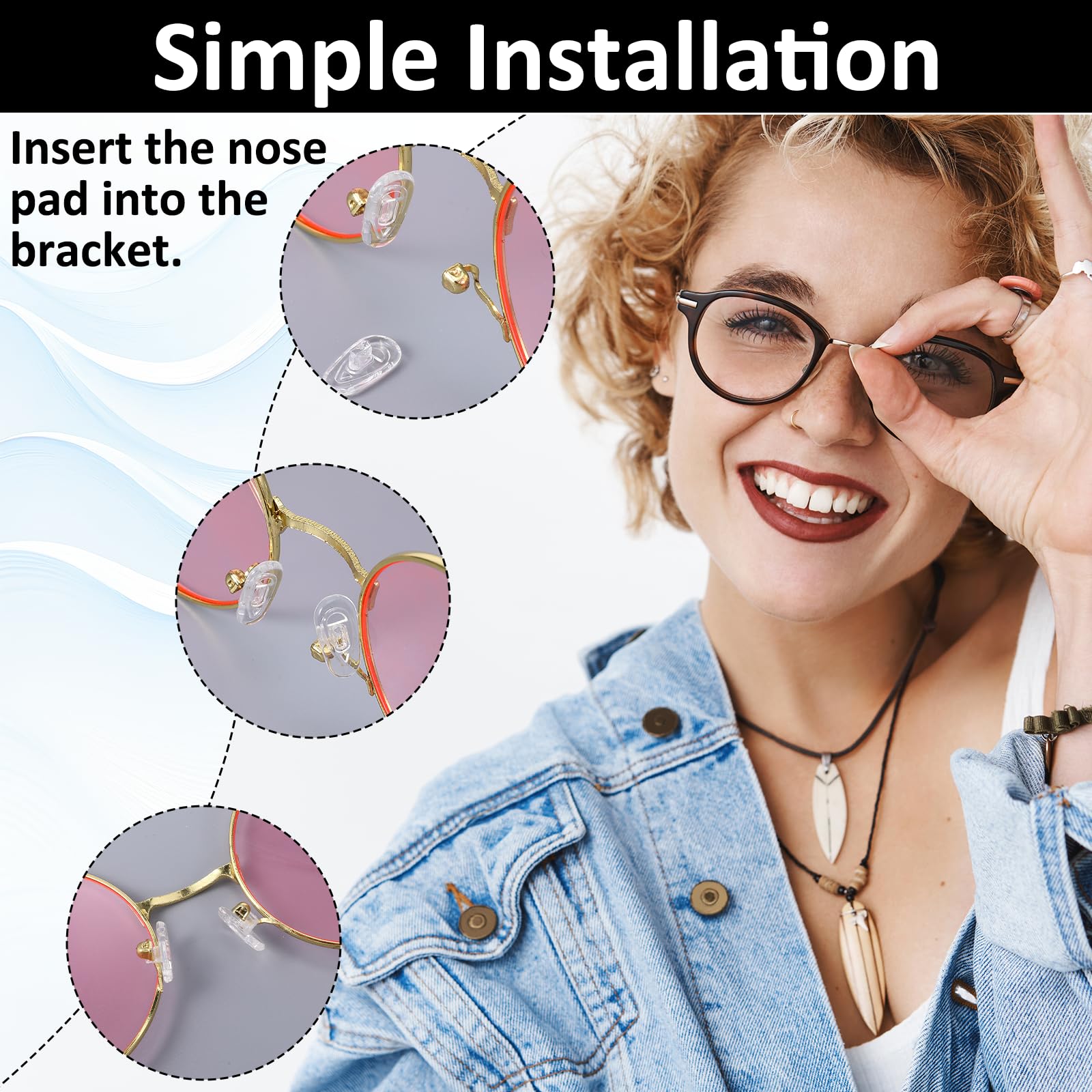 Ergonomic water-drop shape silicone nose pads for comfort