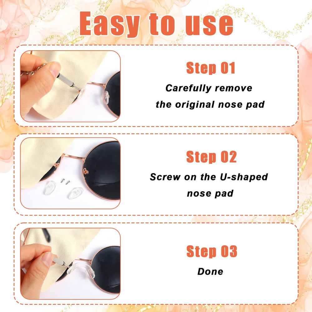 Complete repair kit for glasses nose pads with screwdriver