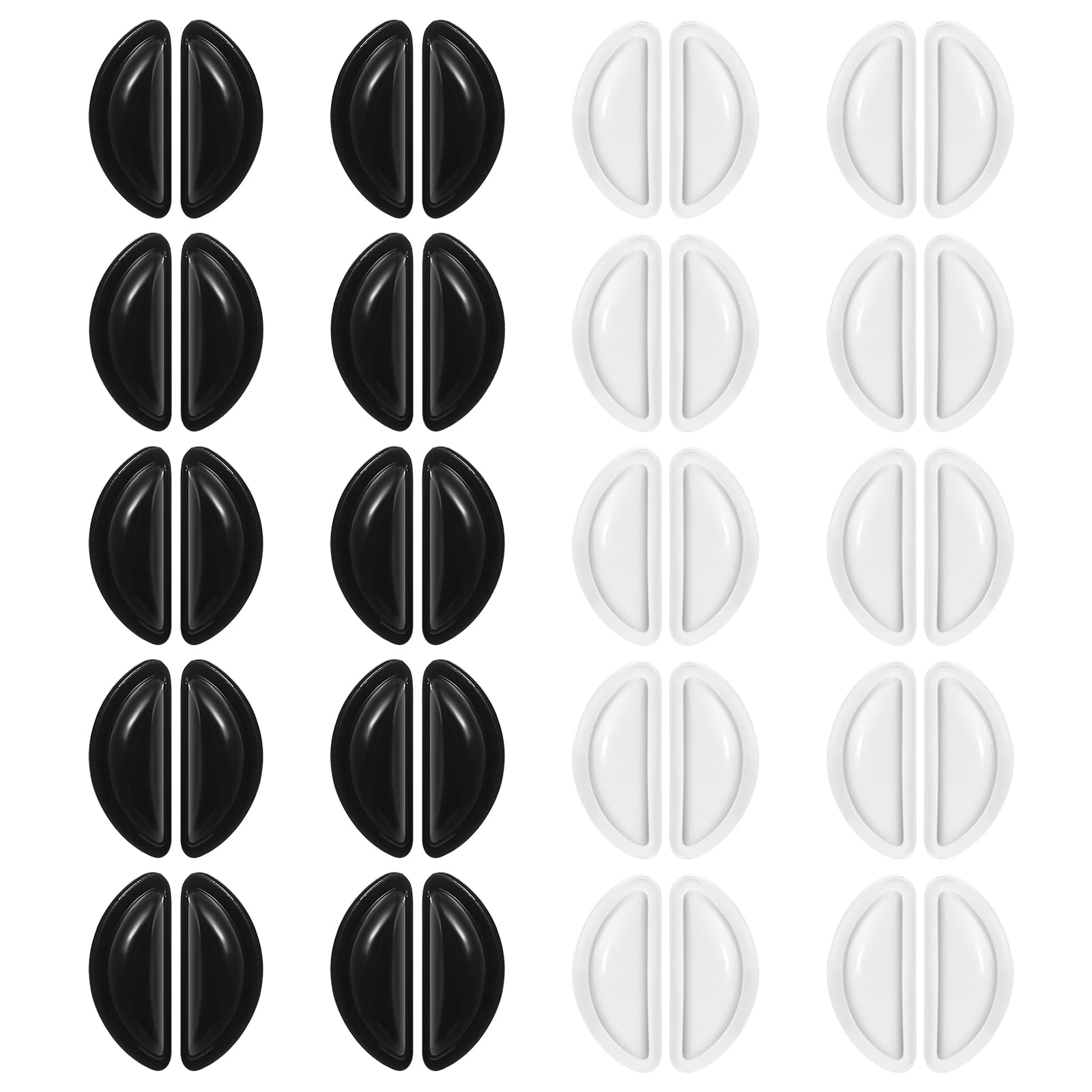 20 pairs of silicone eyeglasses nose pads in clear and black