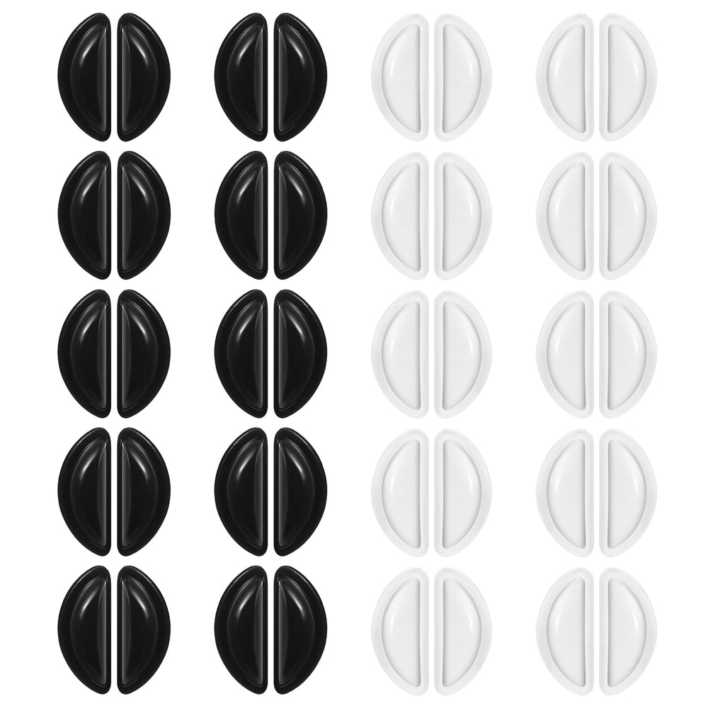20 pairs of silicone eyeglasses nose pads in clear and black