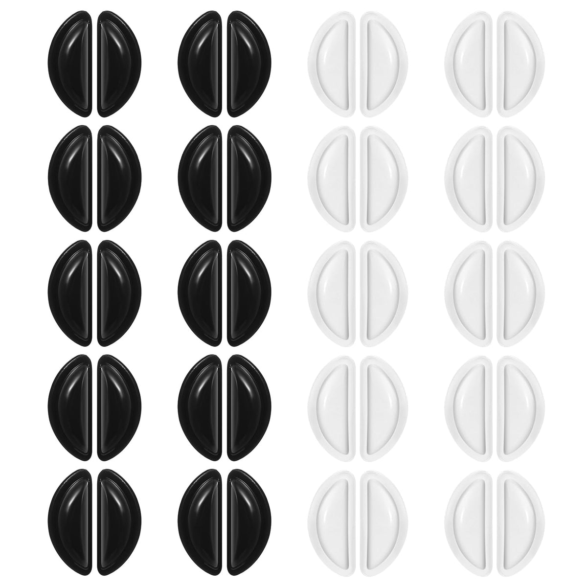 20 pairs of silicone eyeglasses nose pads in clear and black