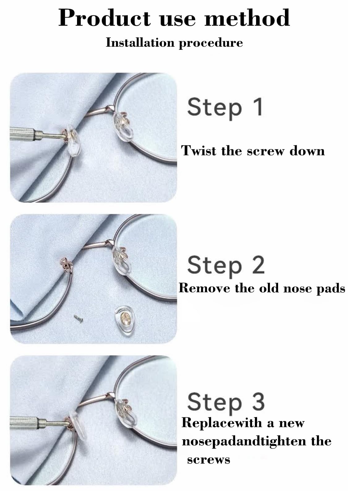 Soft silicone non-slip nose pads on eyewear