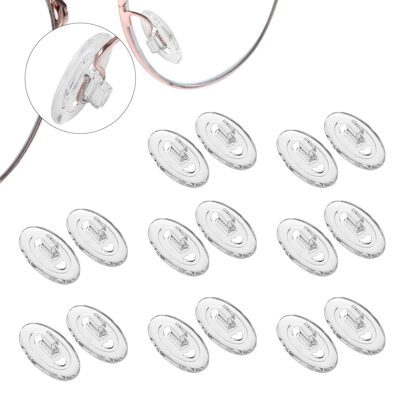 Eight pairs of transparent silicone eyeglasses nose pads